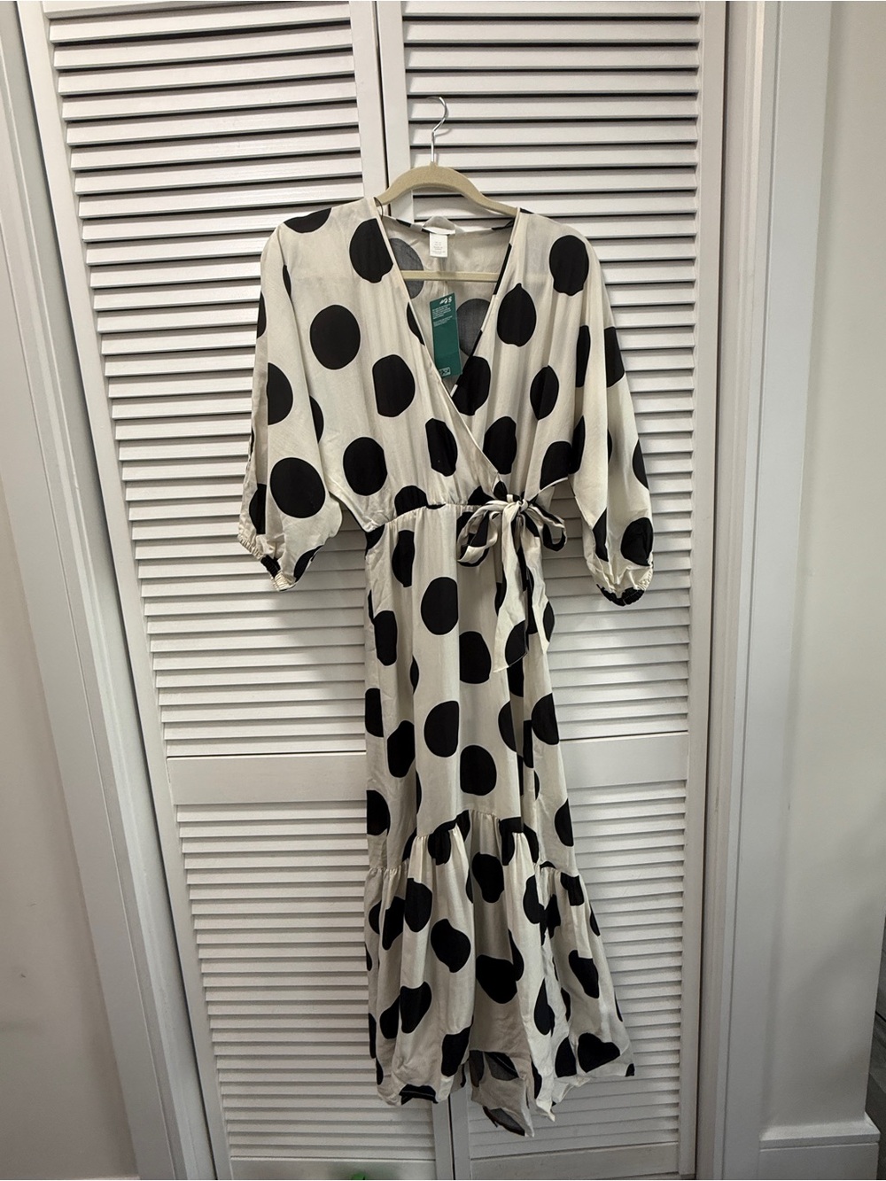 H&M Black Polka Dot Wrap Maxi Dress on White